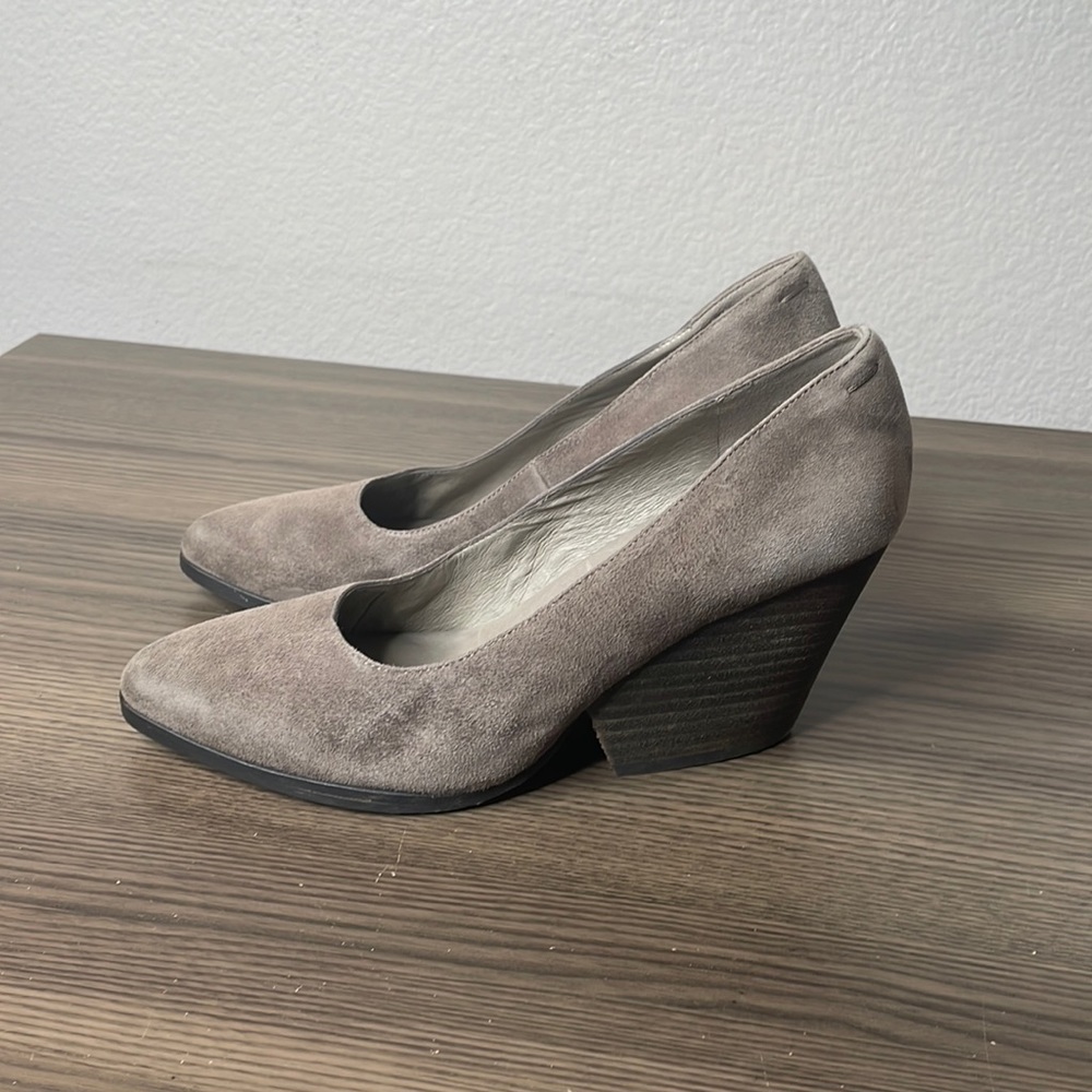 Eileen Fisher Block Heel Suede Wedge Pumps